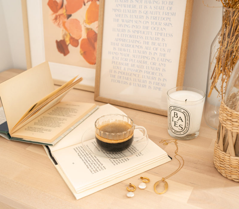 books and coffee on a desk