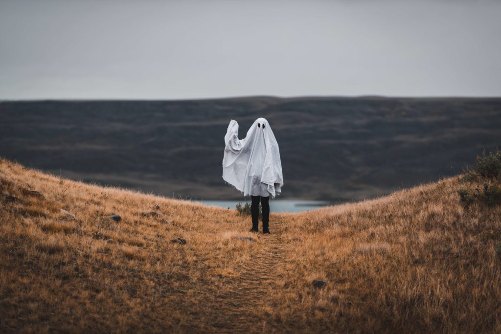person in ghost costume