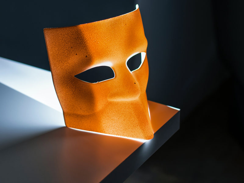 orange theatrical mask