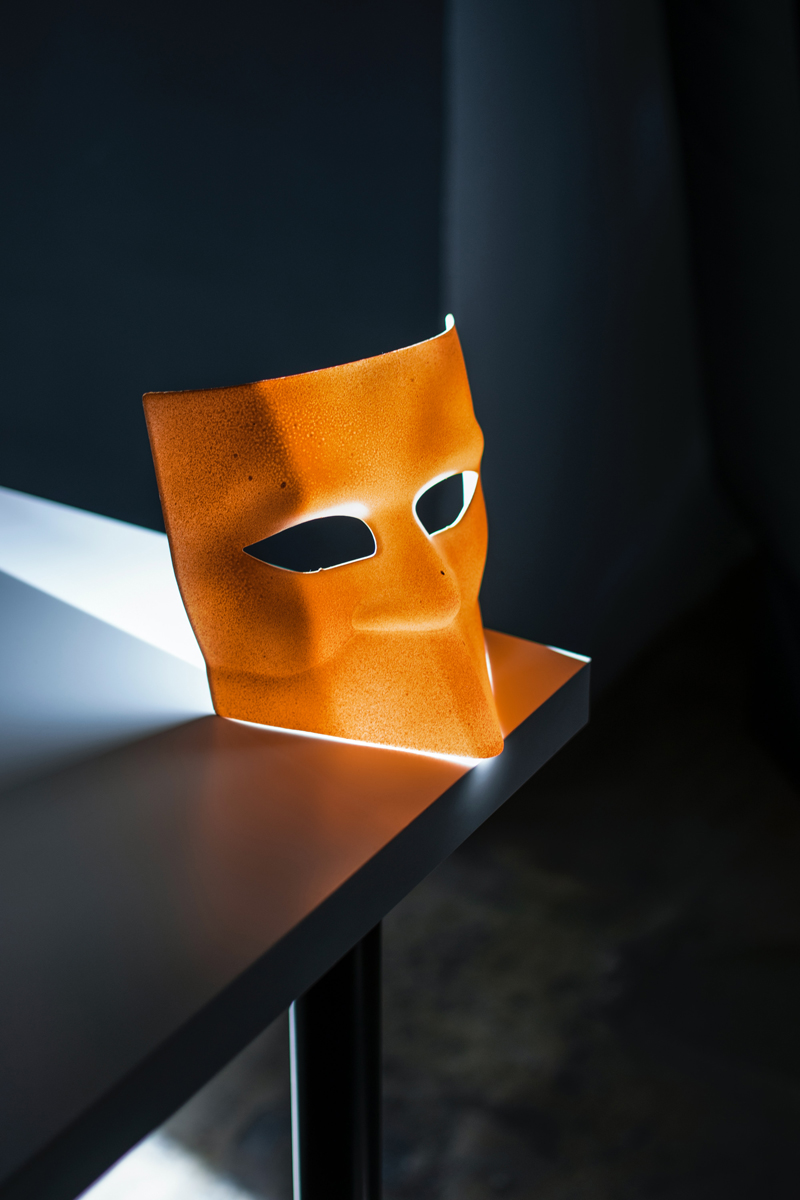 orange theatrical mask