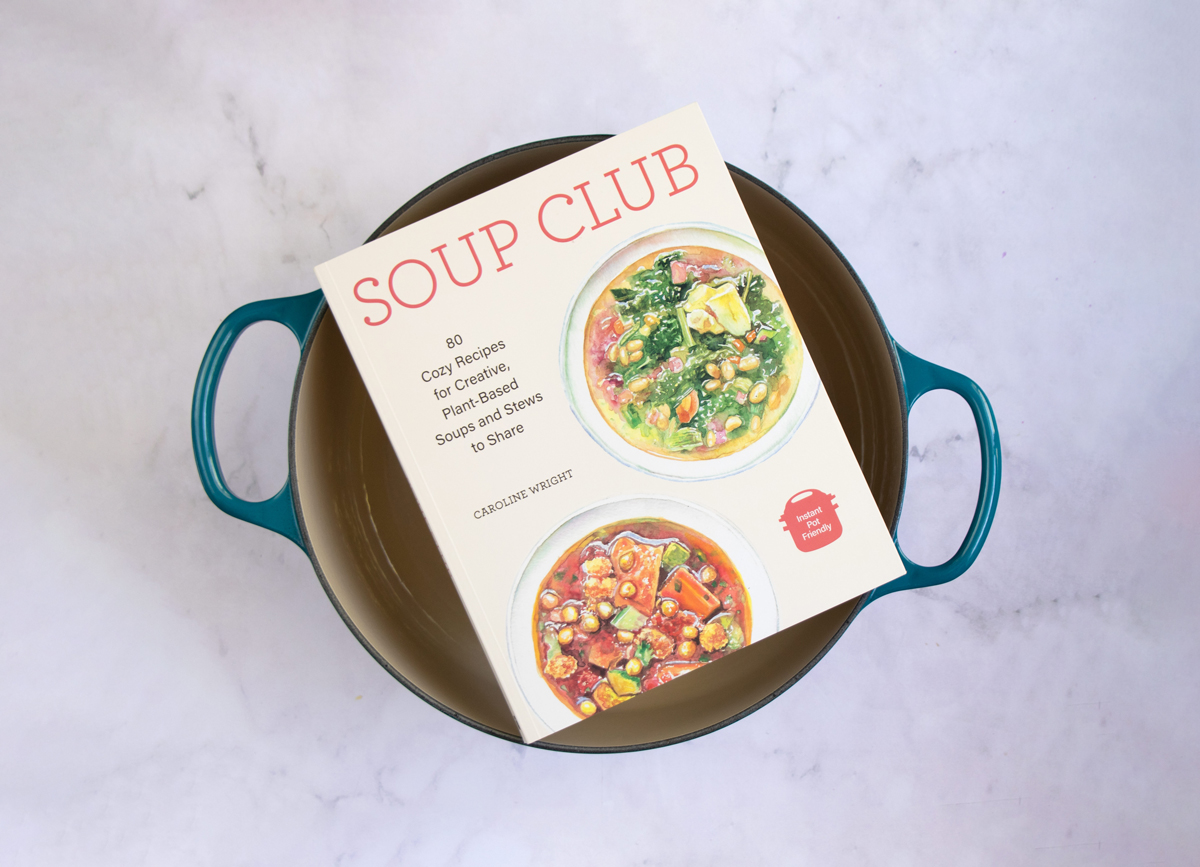Soup Club cookbook with stock pot