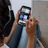 woman listening to music on spotify