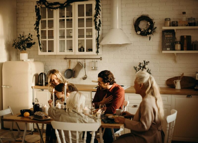 family sitting around a table