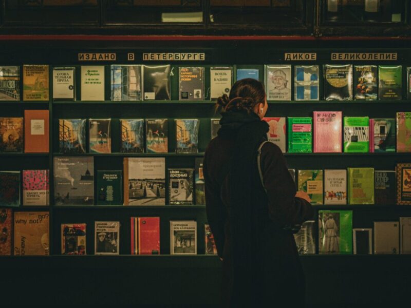 person in bookstore
